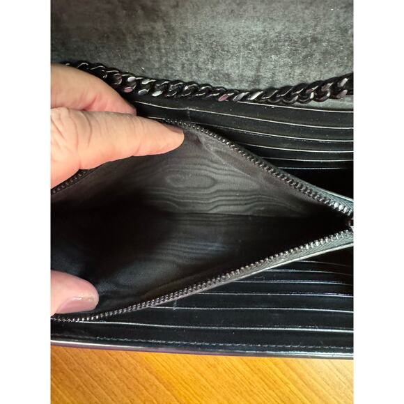 Saint Laurent Metallic Striped Monogram Chain Wallet in Red/Black - Picture 12 of 16